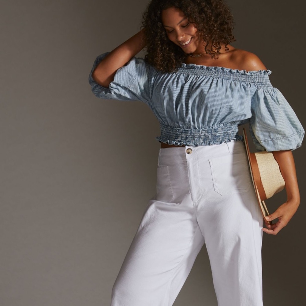 Anthropologie Maeve Magic Fabric Crop Wide-Leg Pants